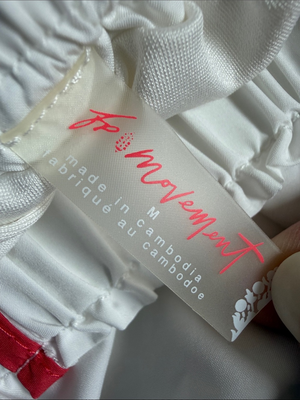 Free People FP Movement Easy Tiger Shorts Medium White Red Trim Athletic Workout - Picture 7 of 9